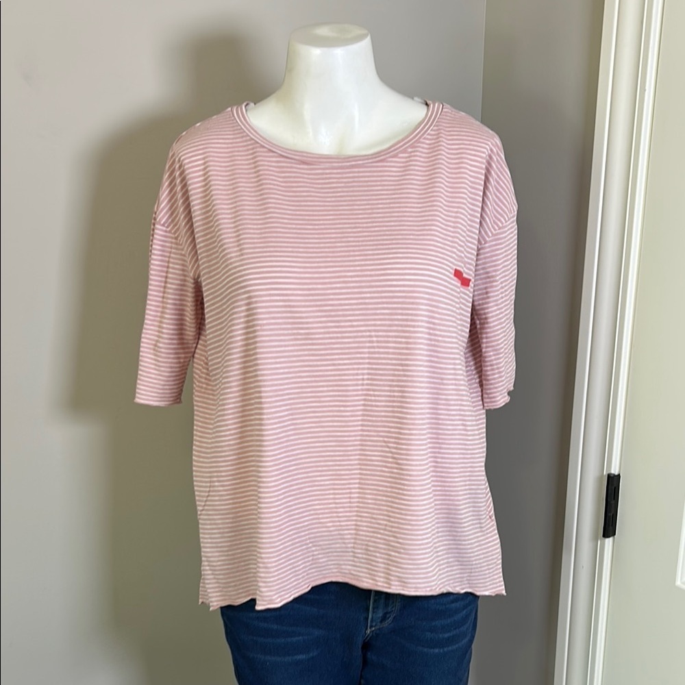 Frank and Eileen Tee Lab Tshirt Pink White Stripe Short Sleeve Cotton Sz S NEW